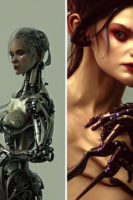 Image similar to portrait of a vampire female robot, intricate, dystopian toy, sci - fi, extremely detailed, biopunk suit, digital painting, sculpted in zbrush, artstation, concept art, smooth, sharp focus, illustration, chiaroscuro lighting, golden ratio, incredible art by stanley artgerm lau and greg rutkowski and alphonse mucha and simon stalenhag