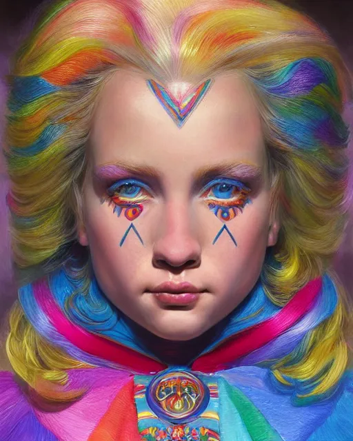 Image similar to rainbow brite portrait | highly detailed | very intricate | symmetrical | whimsical and magical | soft cinematic lighting | award - winning | closeup portrait | doll | painted by donato giancola and mandy jurgens and ross tran | pastel color palette | featured on artstation