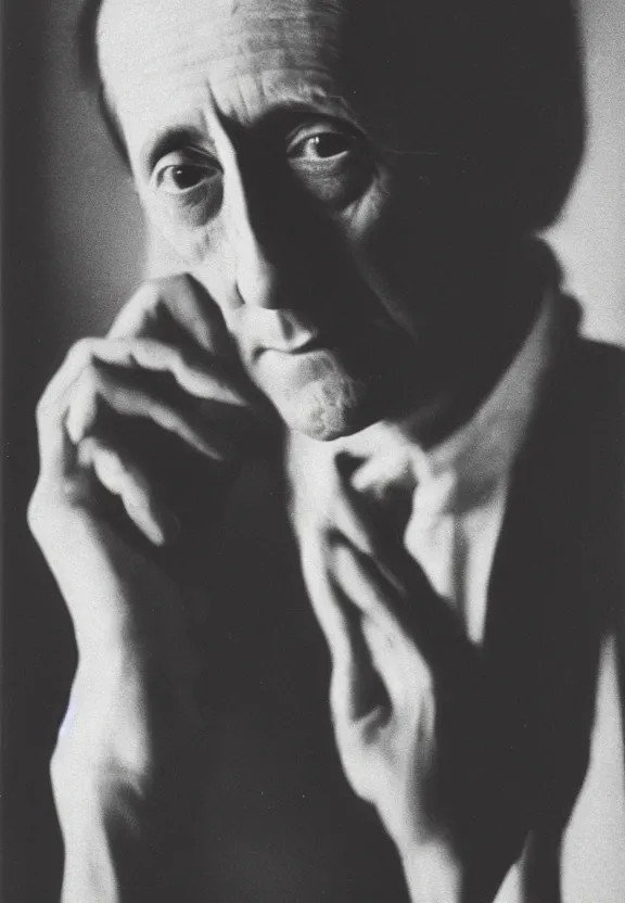 Image similar to a close - up casual photo of marcel duchamp by irving penn, 1 9 2 0 s monochrome snapshot, graflex 4 x 5, f 1. 8, 3 5 mm, ilford delta 3 2 0 0 pro