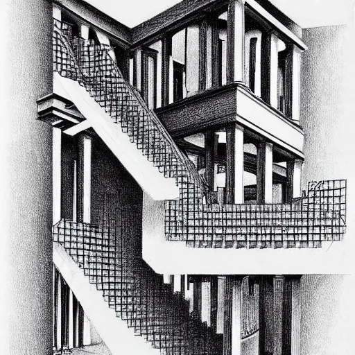 Image similar to knowledge, drawing by mc Escher