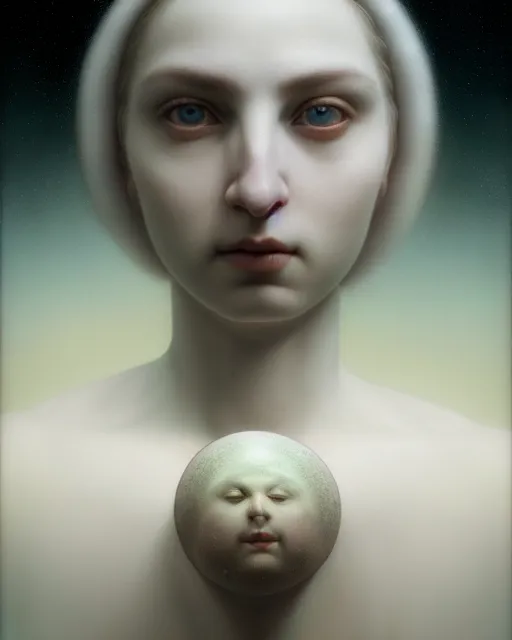 Image similar to dreamy, subsurface scattering, white, young beautiful god in cosmos, octane render, dino valls, mark ryden, joe fenton, michal karcz, highly detailed, rim light, art, cinematic lighting, very coherent, hyper realism, 8 k