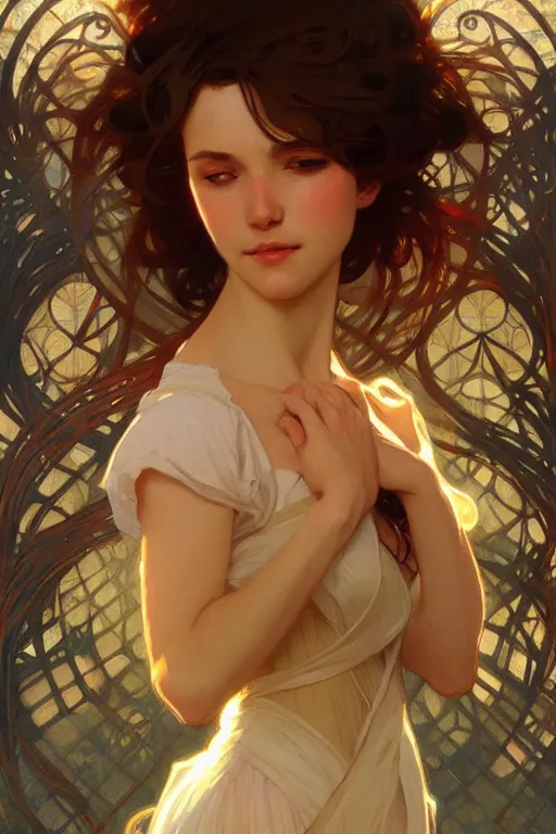 Image similar to i've met you thousands of times in thousands of stories, romantic, elegant intricate digital painting artstation concept art smooth sharp focus illustration, art by artgerm and greg rutkowski and alphonse mucha