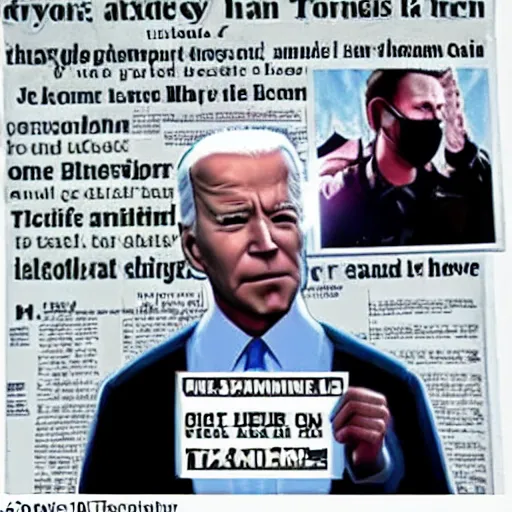 Image similar to joe biden starring terminator movie in a role of t 1 0 0 0