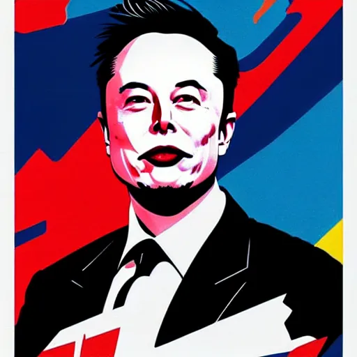 Prompt: elon musk on a chinese propaganda poster colored ink illustration art key art, photorealistic