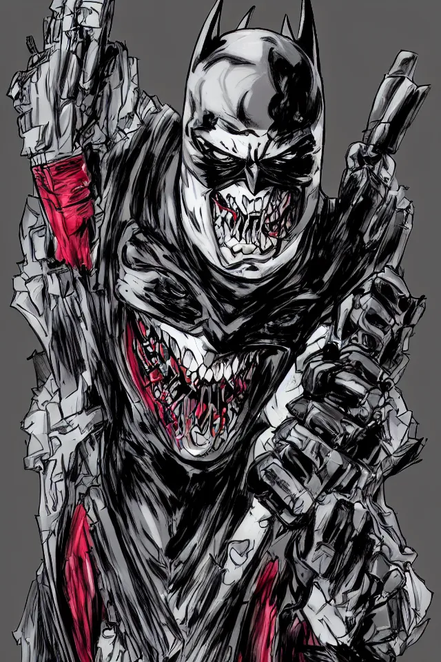 Image similar to The Batman Who Laughs Portrait, Full Figure, Yasushi Nirasawa Cartoon Anime Style