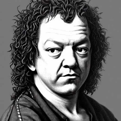 Image similar to A 17th century Baroque Painting of Dean Ween, grainy, realistic, hyperrealistic, very realistic, very very realistic, highly detailed, very detailed, extremely detailed, detailed, digital art, trending on artstation, detailed face, very detailed face, very detailed face, realism, HD Quality, 8k resolution, intricate details, body and head in frame, painting, oil painting, trending on deviantart, Baroque Painting