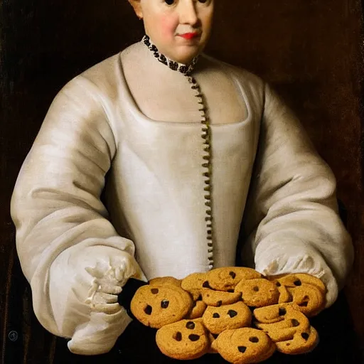 Image similar to woman made of cookies painted by velazquez