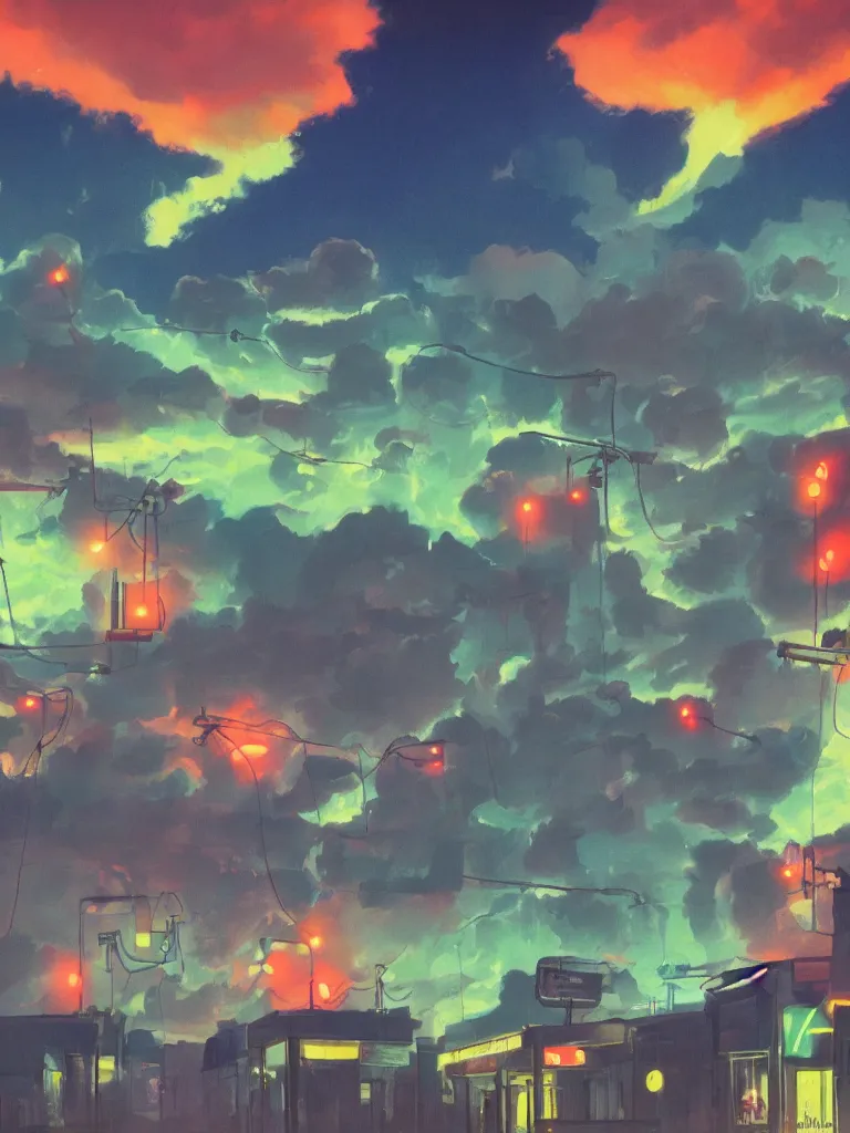 Prompt: neon gas glow in the dark clouds in the night by disney concept artists, blunt borders, rule of thirds