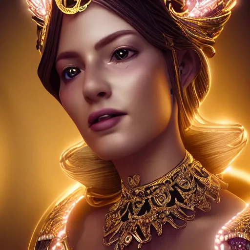 Prompt: portrait of princess of amethys, glowing, ornate and intricate anethyst jewelry, jaw dropping beauty, glowing background lighting, white accent lighting, hyper detailed, fairy tale, 4 k octane render