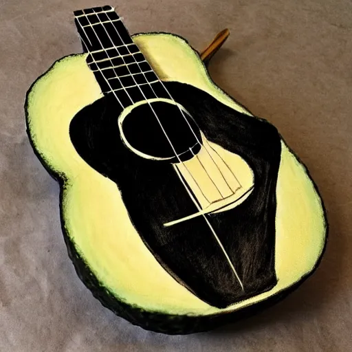 Image similar to avocado ukulele painted by manet