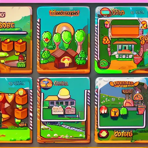 Prompt: a farming mobile game, cute, rounded house and cute character, retro and fantasy style