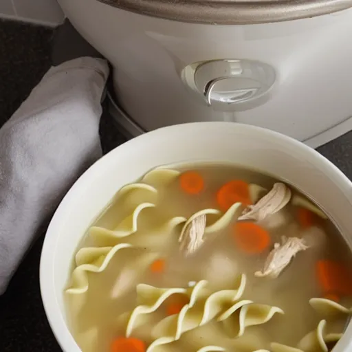 Image similar to toilet filled with chicken noodle soup