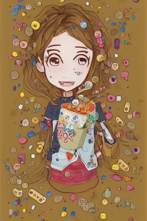 Image similar to cereal-chan, girl made out of cereal, intricate detail, character illustration by tatsuki fujimoto