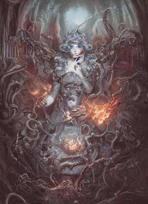 Image similar to fineart illustration of the necromancer, hyper detailed, fantasy surrealism, crisp