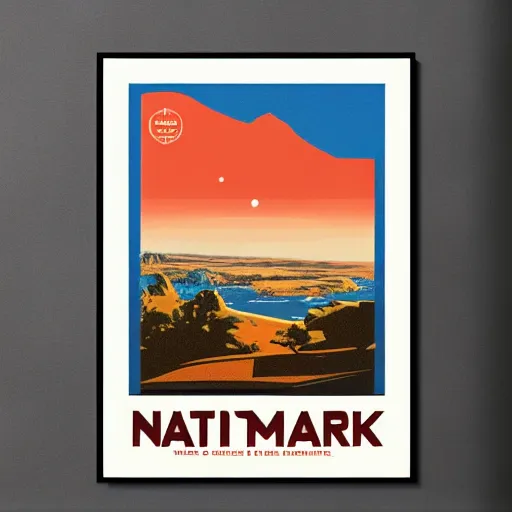 Image similar to vintage national park poster for mars