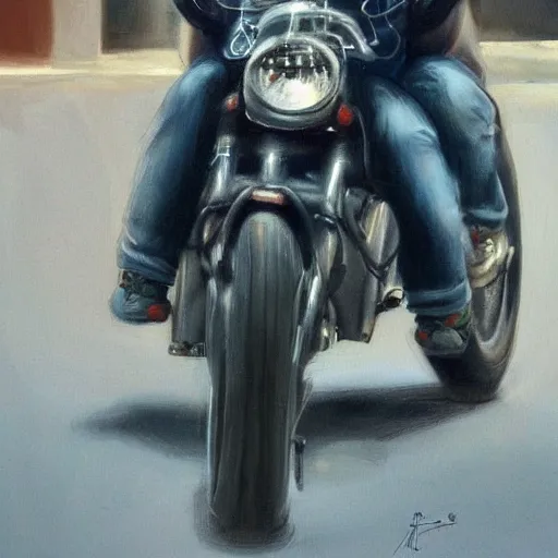 Image similar to a beautiful brunete girl in a moto, in the style of thomas saliot