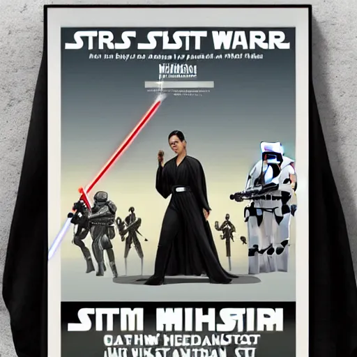 Image similar to detailed star wars movie poster with kim kardashian sith and ben shapiro jedi