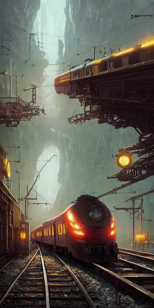 Image similar to highly detailed train in gta v, stephen bliss, unreal engine, fantasy art by greg rutkowski, loish, rhads, ferdinand knab, makoto shinkai and lois van baarle, ilya kuvshinov, rossdraws, tom bagshaw, global illumination, radiant light, detailed and intricate environment