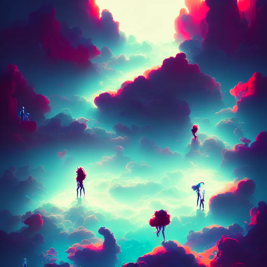 Image similar to a micro-service deployed to a datacenter, cloud, security, cyber, attack vector, trending on Artstation, painting by Jules Julien, Leslie David and Lisa Frank and Peter Mohrbacher and Alena Aenami and Dave LaChapelle muted colors with minimalism