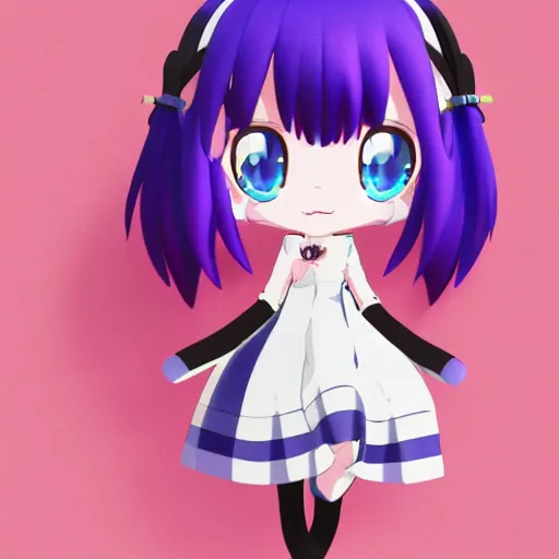 Prompt: cute fumo plush of a girl in a dazzle pattern dress, anime, vivid stylized character silhouette, edge glow, cel shaded pbr, vray