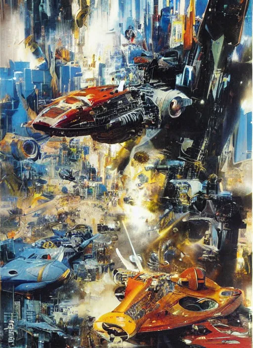 Prompt: masterpiece book cover illustration by the great famous sci - fi artist john berkey.