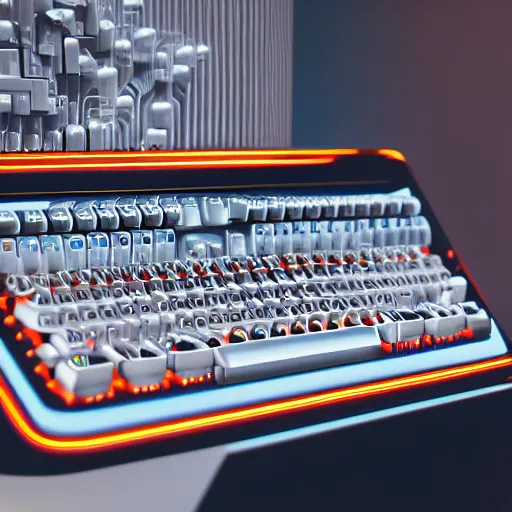 Prompt: centered detailed product photo of a vintage mechanical computer keyboard by Alina Ivanchenko,Alessio Albi and Shin JeongHo, shot on 70mm, unreal engine