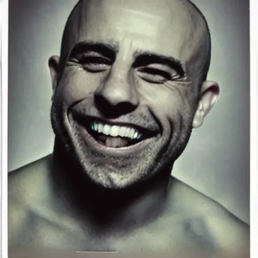 Prompt: polaroid photo of joe rogan laughing