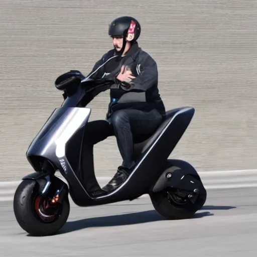 Image similar to nikola tesla drifting free energy scooter