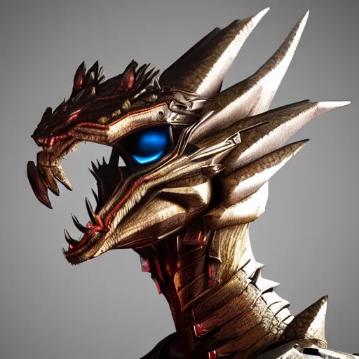 Image similar to stunning cinematic realistic full-body shot, of a beautiful hot anthropomorphic robot female dragon, well designed highly detailed cute female dragon head with slick eyes, looking down at the camera with a smirk, well armored, detailed claws, high quality, HD octane render, fantasy, furry art, Artstation, Deviantart, Furaffinity