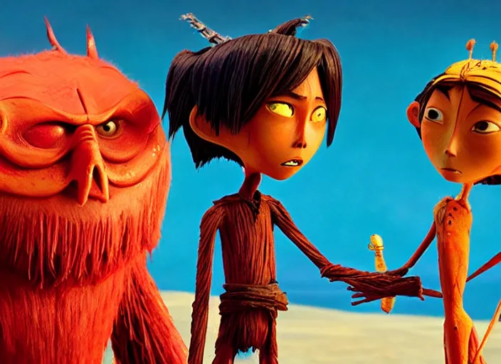 Image similar to A very high resolution image from a new movie, stop motion, Animated film Kubo, Kubo and the Two Strings, directed by wes anderson