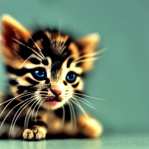 Image similar to microscope photo of micro kitten, 35 mm,