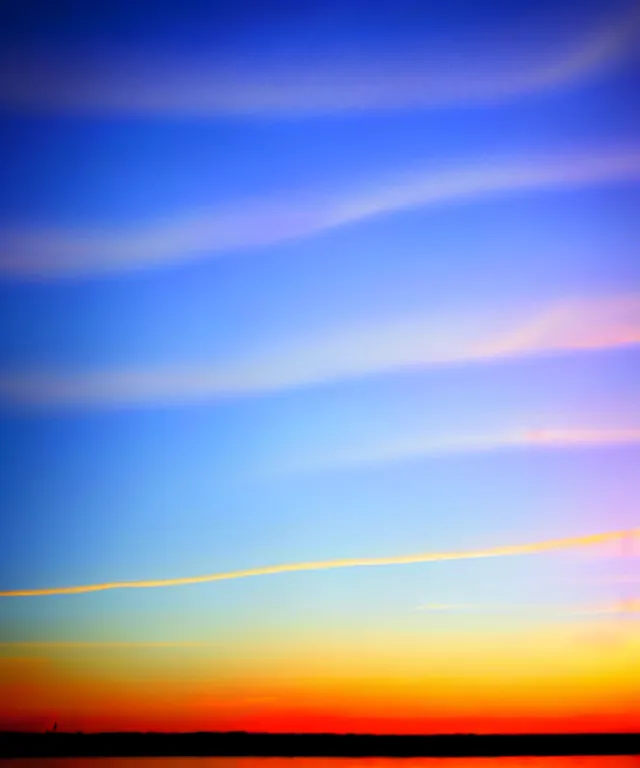 Image similar to thin cloud streaks in cursive on clear blue sky sunset