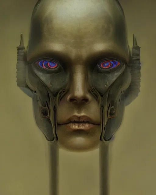 Prompt: portrait of an alien cyborg soldier, by beksinski, 4 k, deviantart, 3 d unreal engine, trending on artstation