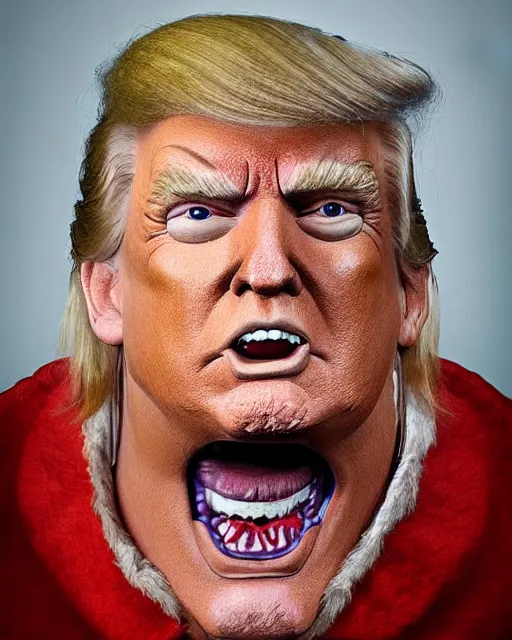 Prompt: a portrait photograph of Donald Trump as an ork, DSLR photography