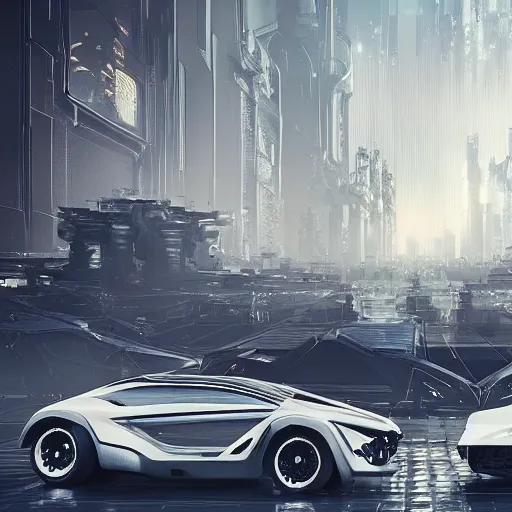Prompt: sci-fi cars full lenght baroque on the coronation of napoleon and point cloud in the middle and everything in style of zaha hadid architects and cyberpunk 2077 forms artwork by caravaggio unreal engine 5 keyshot octane blade runner 2049 lighting ultra high detail ultra hyper realism 8k 16k in plastic dark tilt shift full-length view