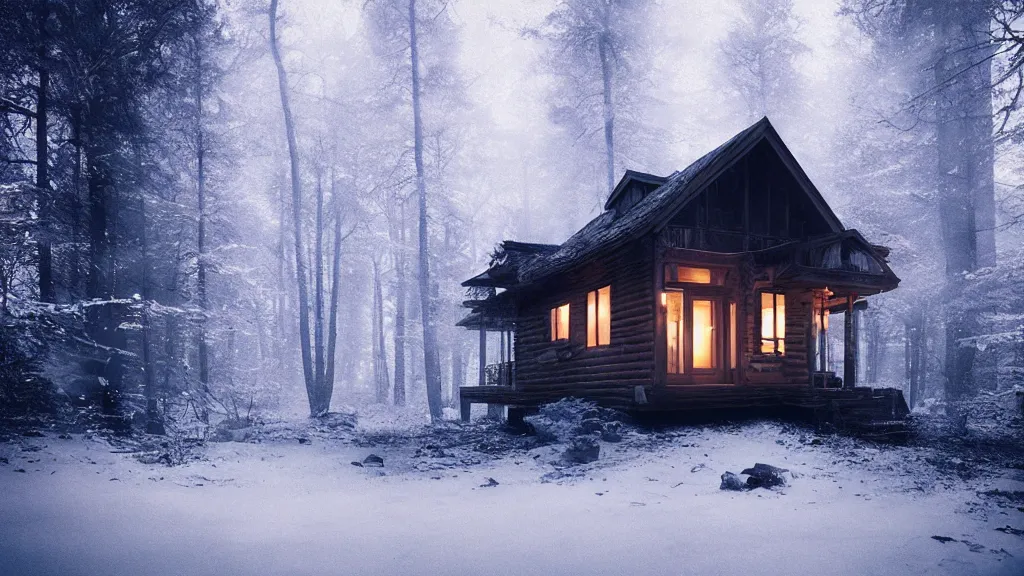 Image similar to [ a cabin in the woods. ] artgerm, mikko lagerstedt, zack snyder, tokujin yoshioka