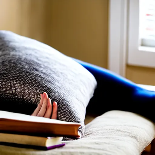 Image similar to person lounging on a pillow reading a book