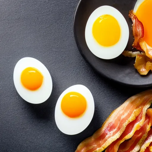 Prompt: an egg and a piece of bacon combined as one, concept , photo, 4k detail