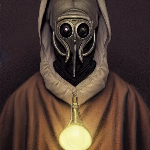 Prompt: portrait of a modern plague doctor,hyperdetailed,hyperrealistic,photorealistic,art by trevor henderson,greg rutkowski,artstation,deviantart,professional lighting,western comic style,sharp lineart,eerie,cg society