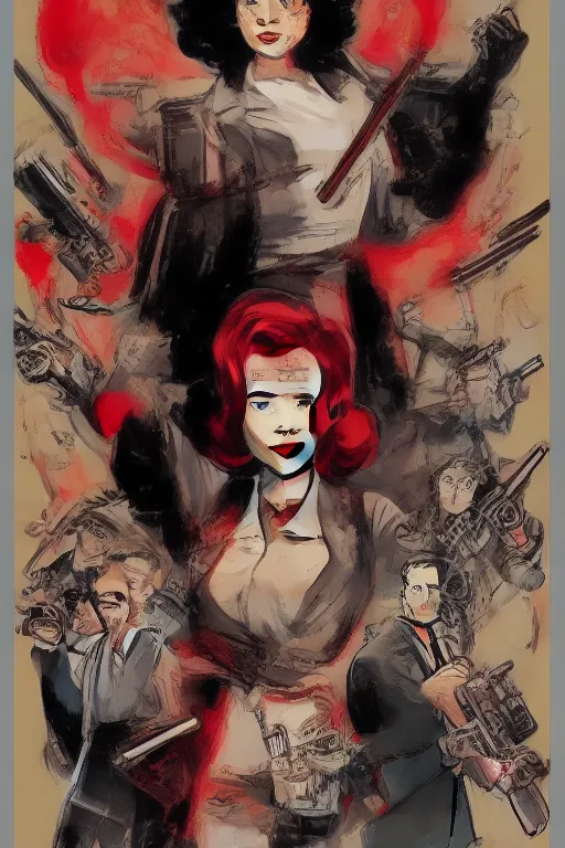 Image similar to Agent carter illustration concept art in the style of Amano, Yoshitaka