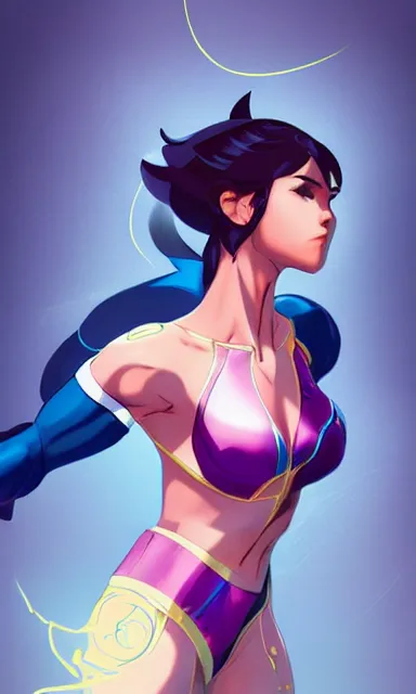 Prompt: young female character inspired by chun li and starfire, digital art made by makoto shinkai, lois van baarle and jakub rebelka, highly detailed, symmetrical, extremely coherent, anatomically perfect