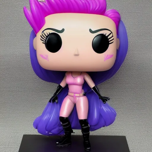 Prompt: funko pop of joi from blade runner 2 0 4 9 as a giant pink skinned translucent hologram with blue hair, neo noire