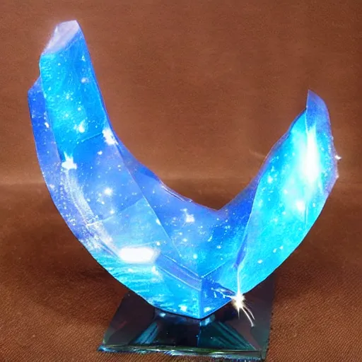 Image similar to blue ice crystal hat sculpture of galaxy