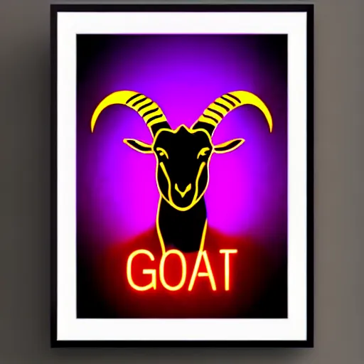 Image similar to goat, portrait, pop art, retrowave, neon light,