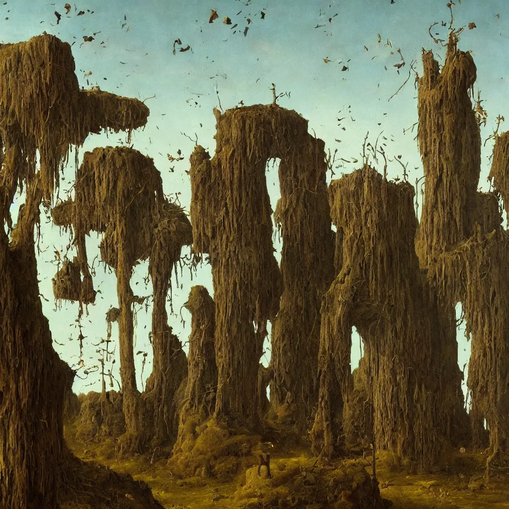 Image similar to a single colorful!! simple! fungus tower clear empty sky, a high contrast!! ultradetailed photorealistic painting by franz sedlacek, jan van eyck, simon stalenhag, hard lighting, masterpiece, png