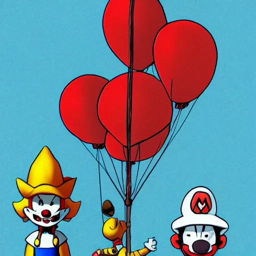 Prompt: pennywise in the style of mario bros, digital art, trending on artstation, hdr