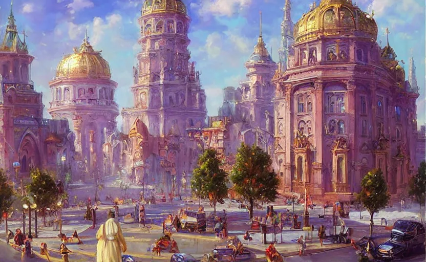 Image similar to Alchemy city. By Konstantin Razumov, highly detailded