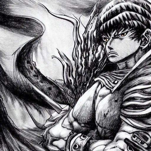 Prompt: stunning concept art by kentaro miura