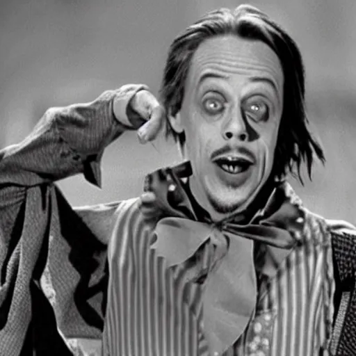 Prompt: movie still of Steve Buscemi playing the role of the Scarecrow in The Wizard of Oz (1939)