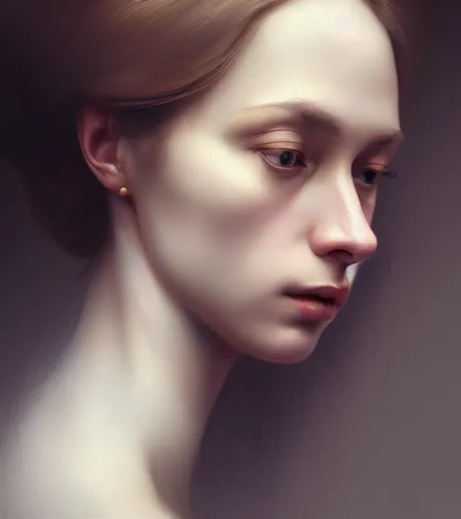 Image similar to portrait of a woman with heightened detail, poised, intense emotion, detailed facial expression, detailed surroundings, intricate, elegant, highly detailed, centered, digital painting, artstation, concept art, smooth, sharp focus, illustration, by ( leonardo da vinci ), wlop